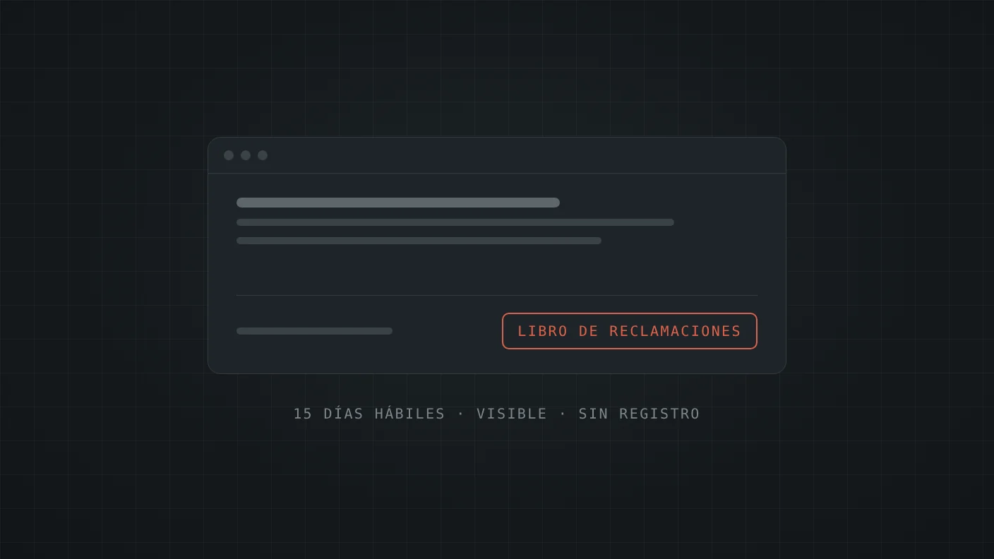 Esquema: el enlace al libro de reclamaciones visible desde la portada, a un clic